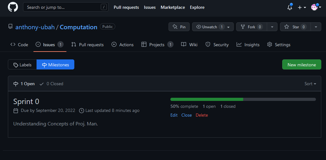 GitHub project milestone tracking